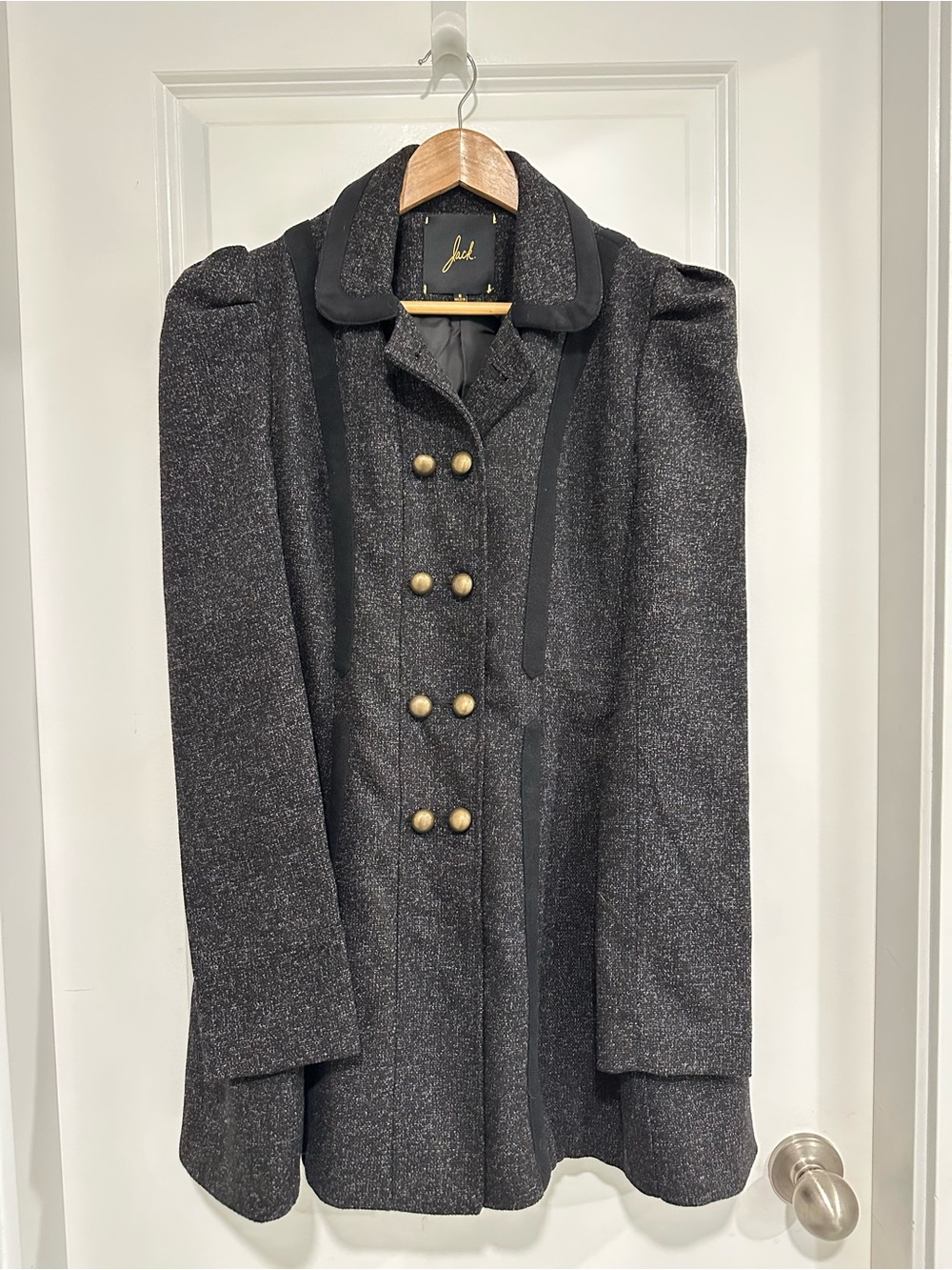 Jack by BB Dakota Dark Charcoal Military Coat Pea Coat Academia Size Small - Picture 2 of 13